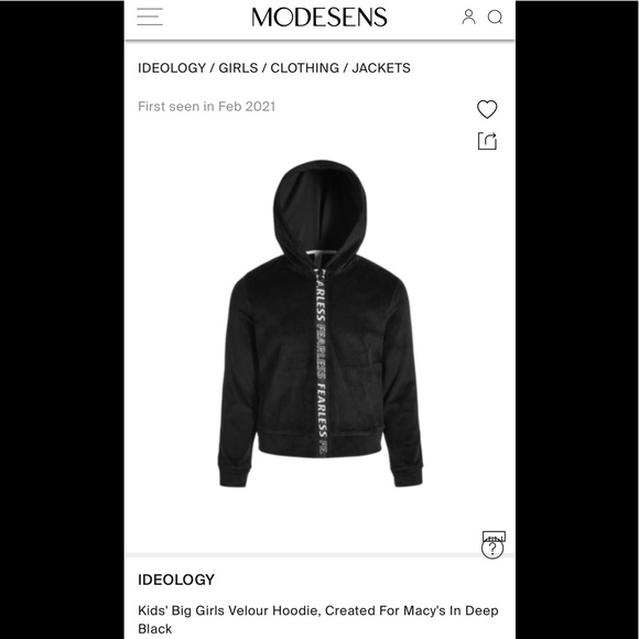 Ideology Other - Like New Ideology Big Girl’s Velour Hoodie In Black
